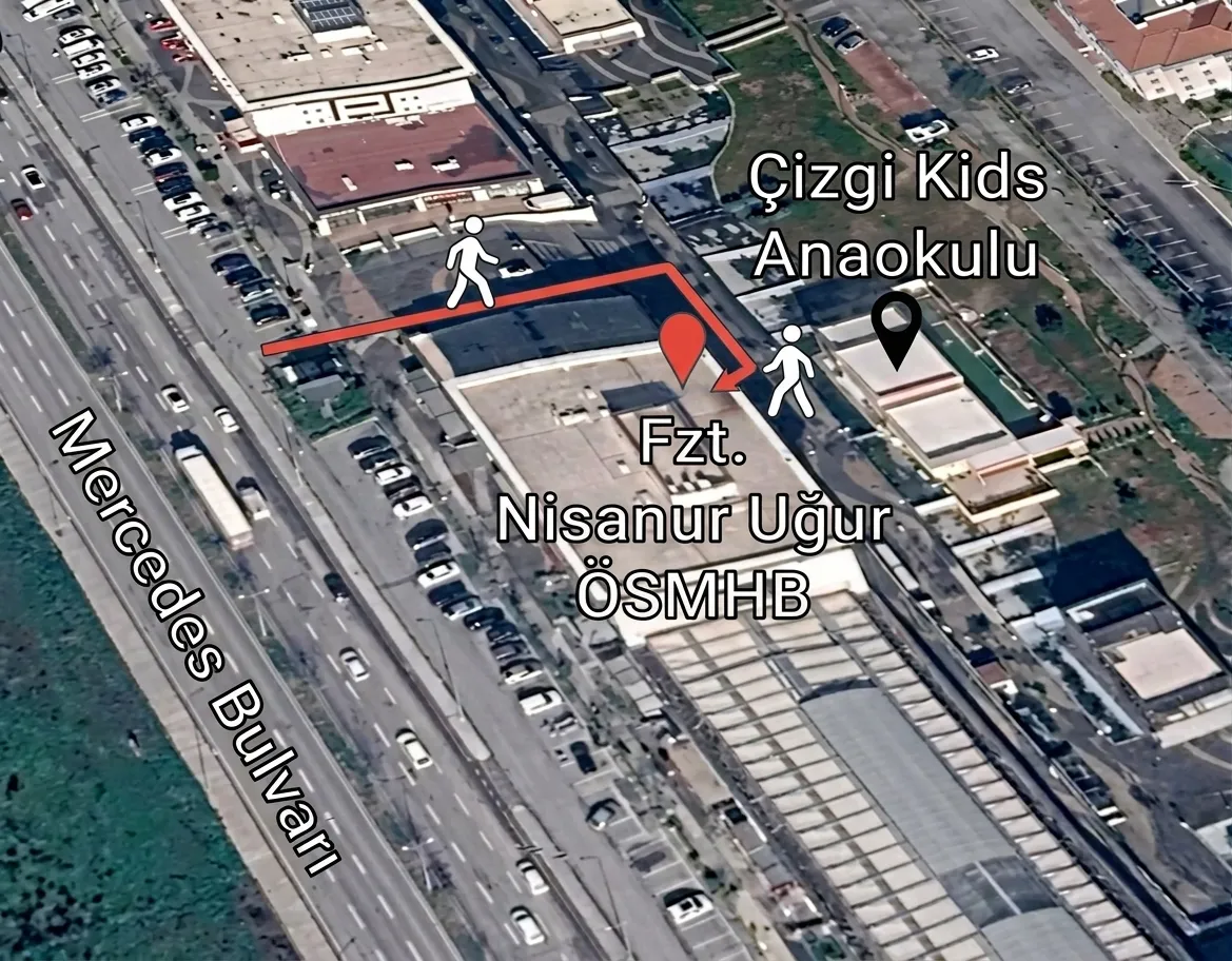 Merkeze uydu görünümünden yol tarifi